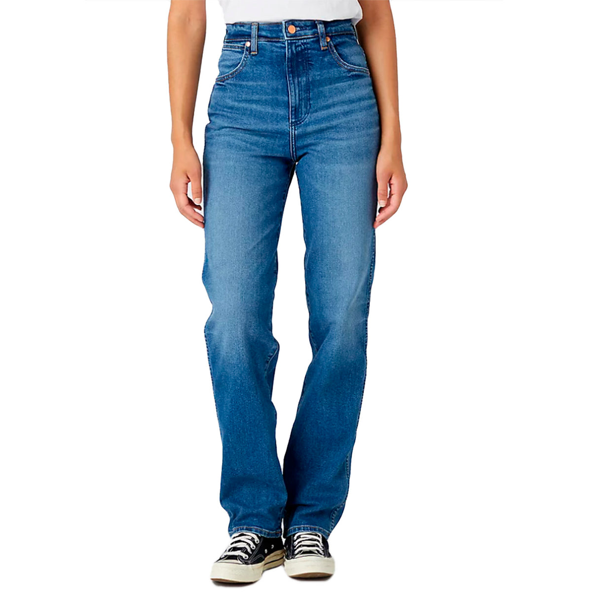 Mom Straight Smoke Sea Denim Pants - Pantaloni Denim Jeans Donna Blu W27MYLZ71 . WRANGLER 