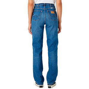 Mom Straight Smoke Sea Denim Pants - Pantaloni Denim Jeans Donna Blu W27MYLZ71 . WRANGLER 