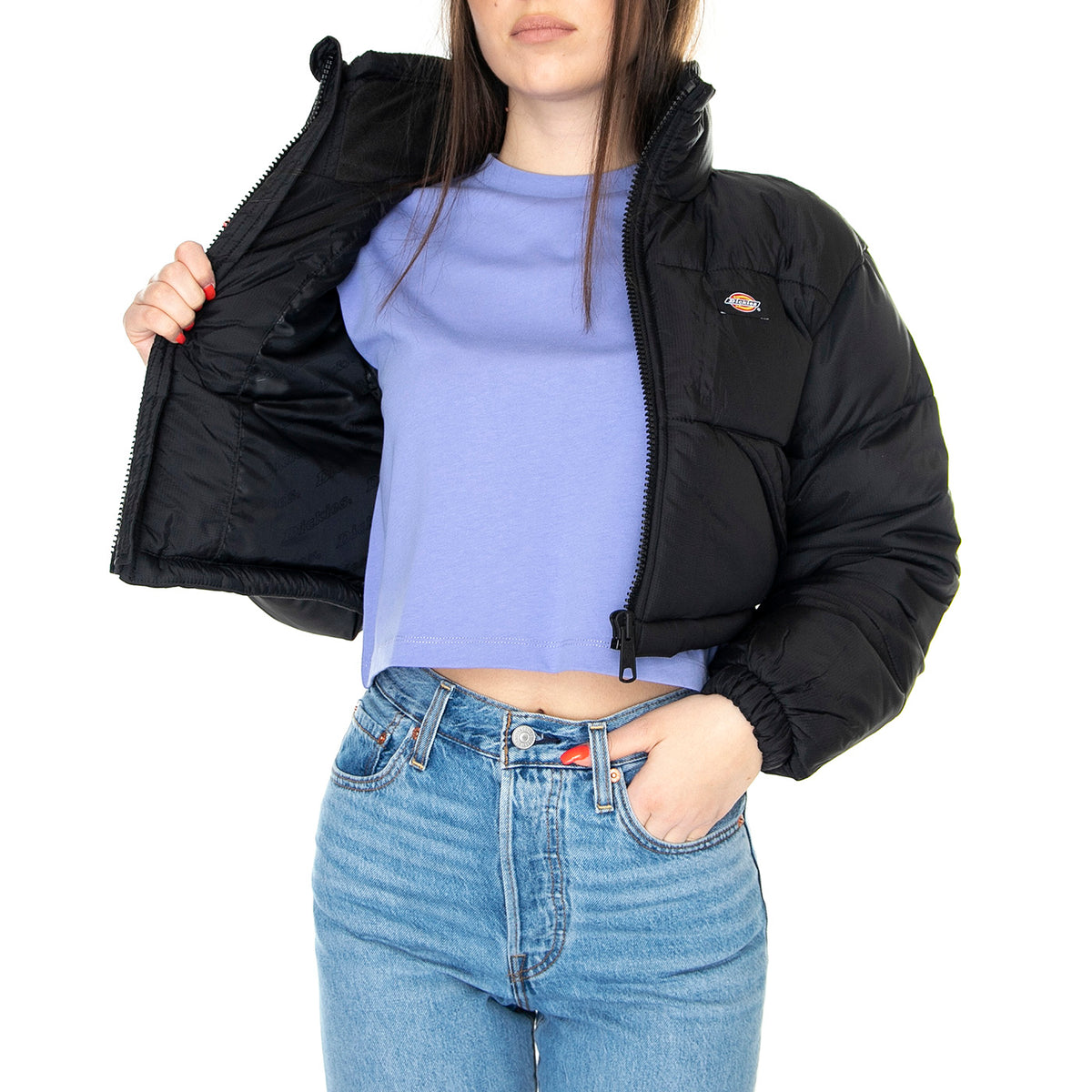 Alatina Cropped Black - Giacca Estiva Donna Nera DK0A4XR8BLK1 . DICKIES 