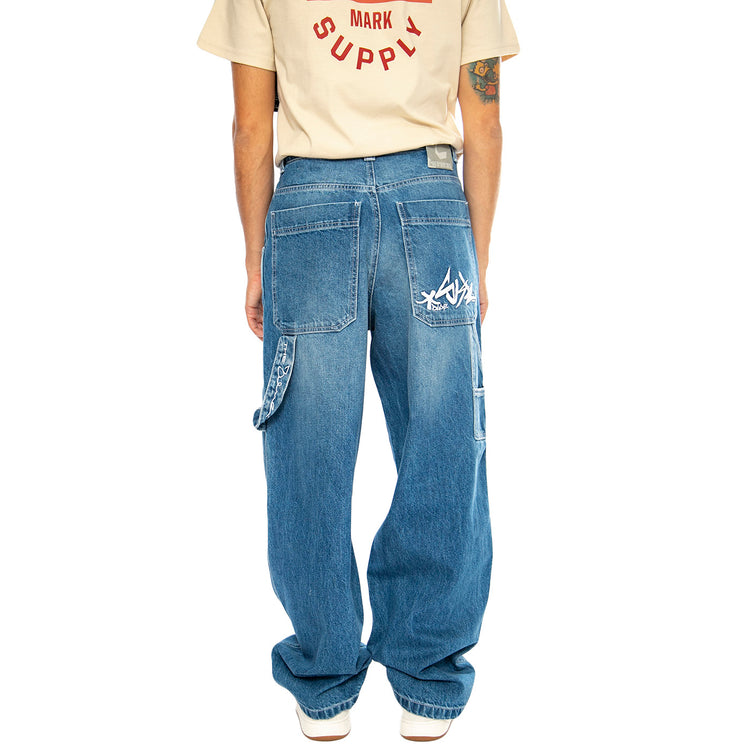 R-Bianco Alonato Used White - Pantaloni Denim Jeans Uomo Blu DENIMBLUE-660 . BLUESKIN 