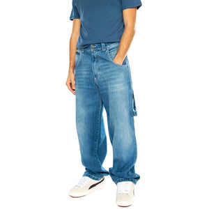 R-Blue-L Used Light Blue - Pantaloni Denim Jeans Uomo Blu R-BLUE-L . BLUESKIN 