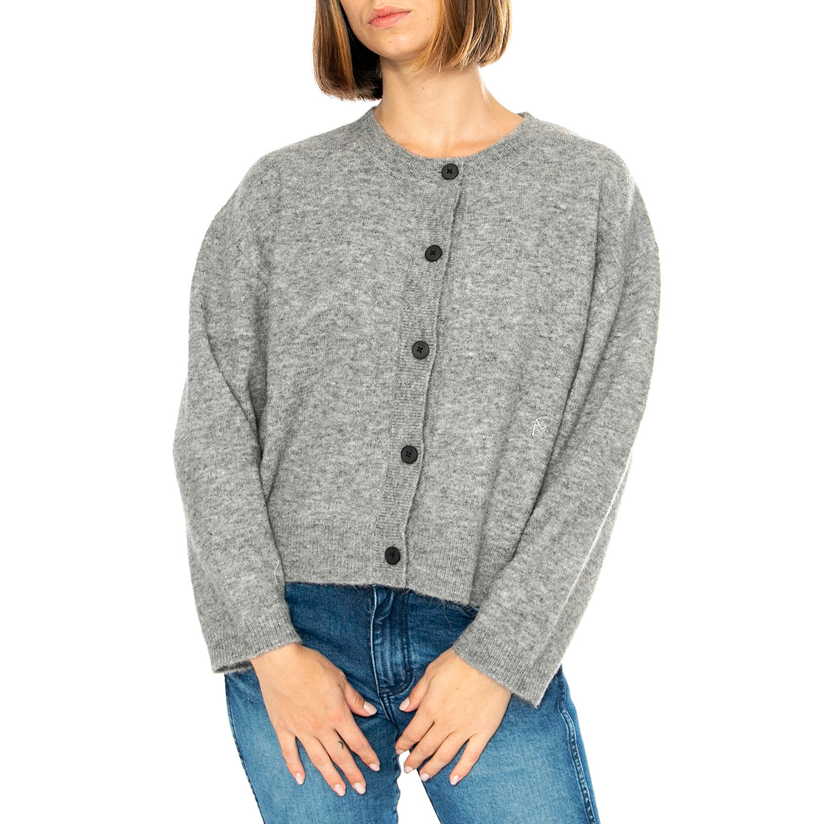 Erna Grey Melange - Cardigan Donna Grigio 331300-112 . ELVINE 