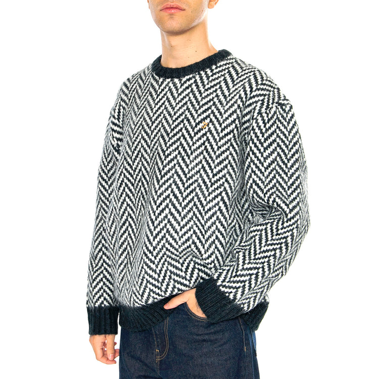 Athens Herringbone Sweater In True Navy - Maglione Girocollo Uomo Blu / Multicolore F4GFE028 . FARAH 