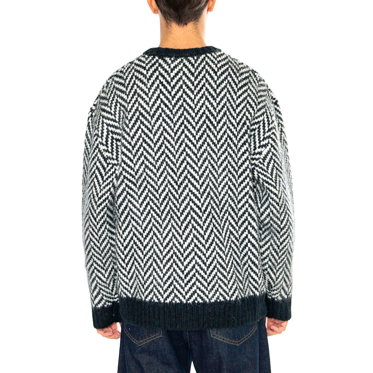 Athens Herringbone Sweater In True Navy - Maglione Girocollo Uomo Blu / Multicolore F4GFE028 . FARAH 