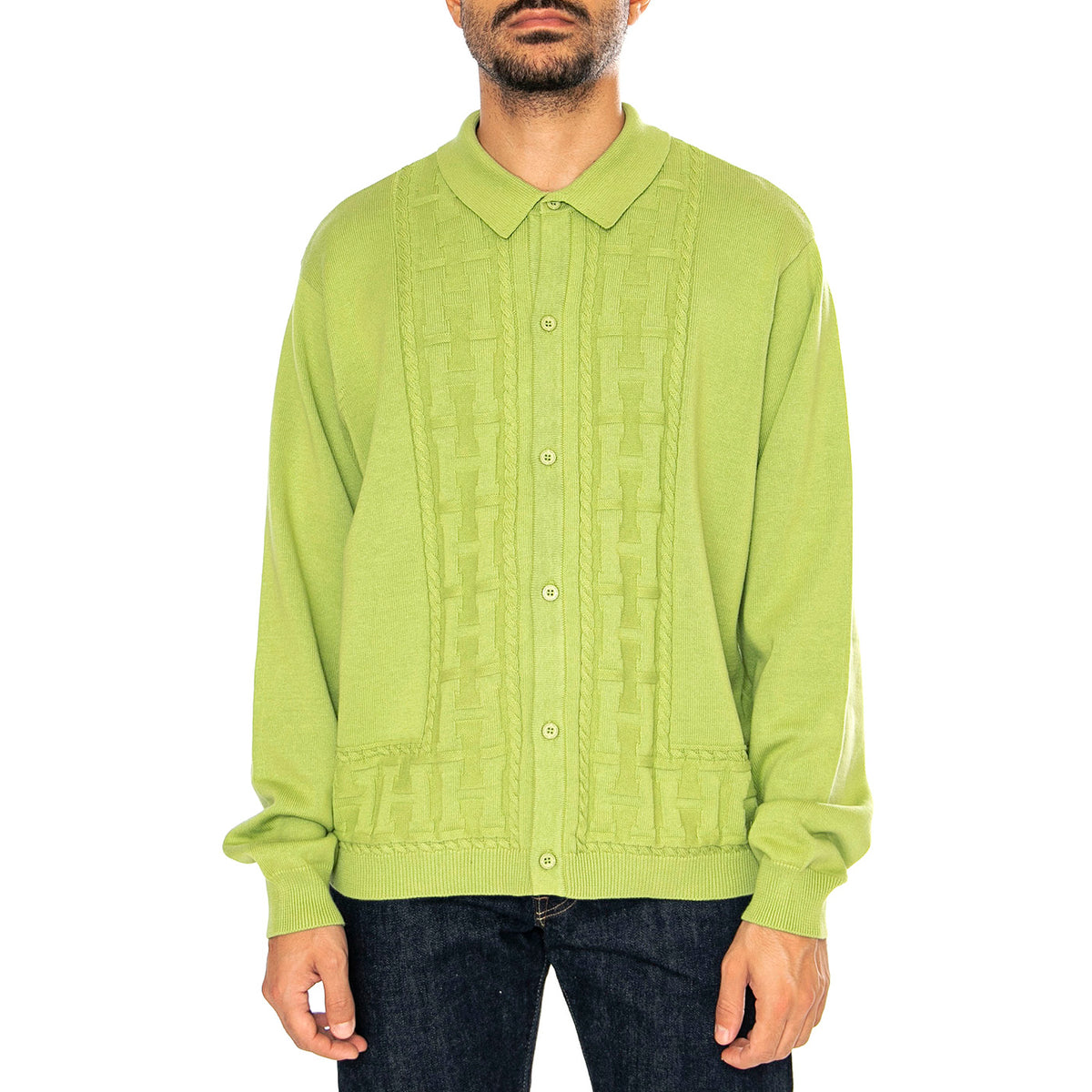 Towner L/S Knit Top PIstachio - Cardigan Uomo Verde KN00508-PSTCH . HUF 