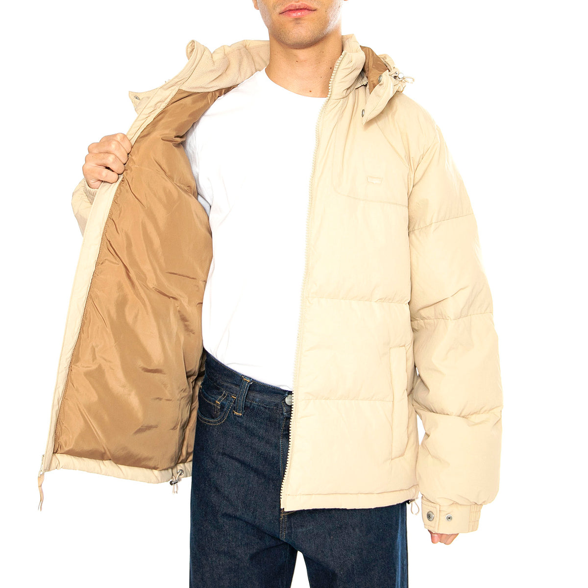 Rockridge Short Puffer Safari Tans - Giacca con Cappuccio Uomo Beige A8557-0003 . LEVIS 