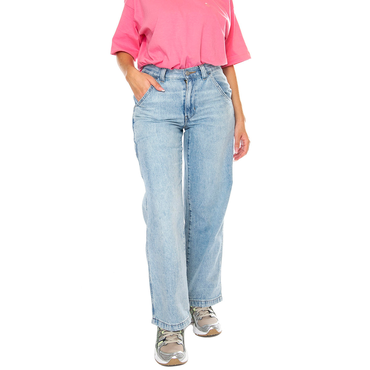 FW Baggy Carpenter Make a Difference LB Light Indigo Flat Finish - Pantaloni Denim Jeans Donna Blu A8699-0000 . LEVIS 