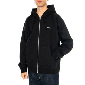 Established Works Bold Zip Hood II Fleece Black - Felpa Uomo Nera 112460022-BLACK . OBEY 