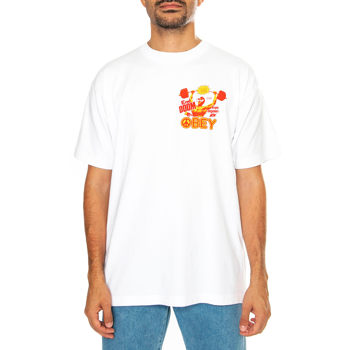 Live Again Now Heavy Weight Tee White - Maglietta Girocollo Uomo Bianca 166913925-WHT . OBEY 