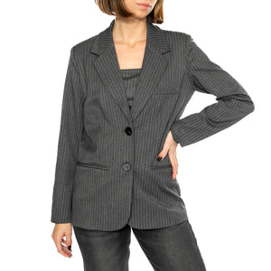Blazer de traje raya diplomática gris - Giacca Donna Grigia 43W/11250 . WILD PONY 