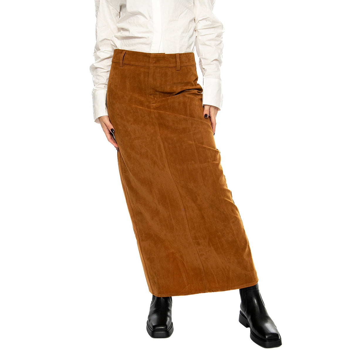 Falda larga ante camel - Gonna Marrone 43W/11283 . WILD PONY 