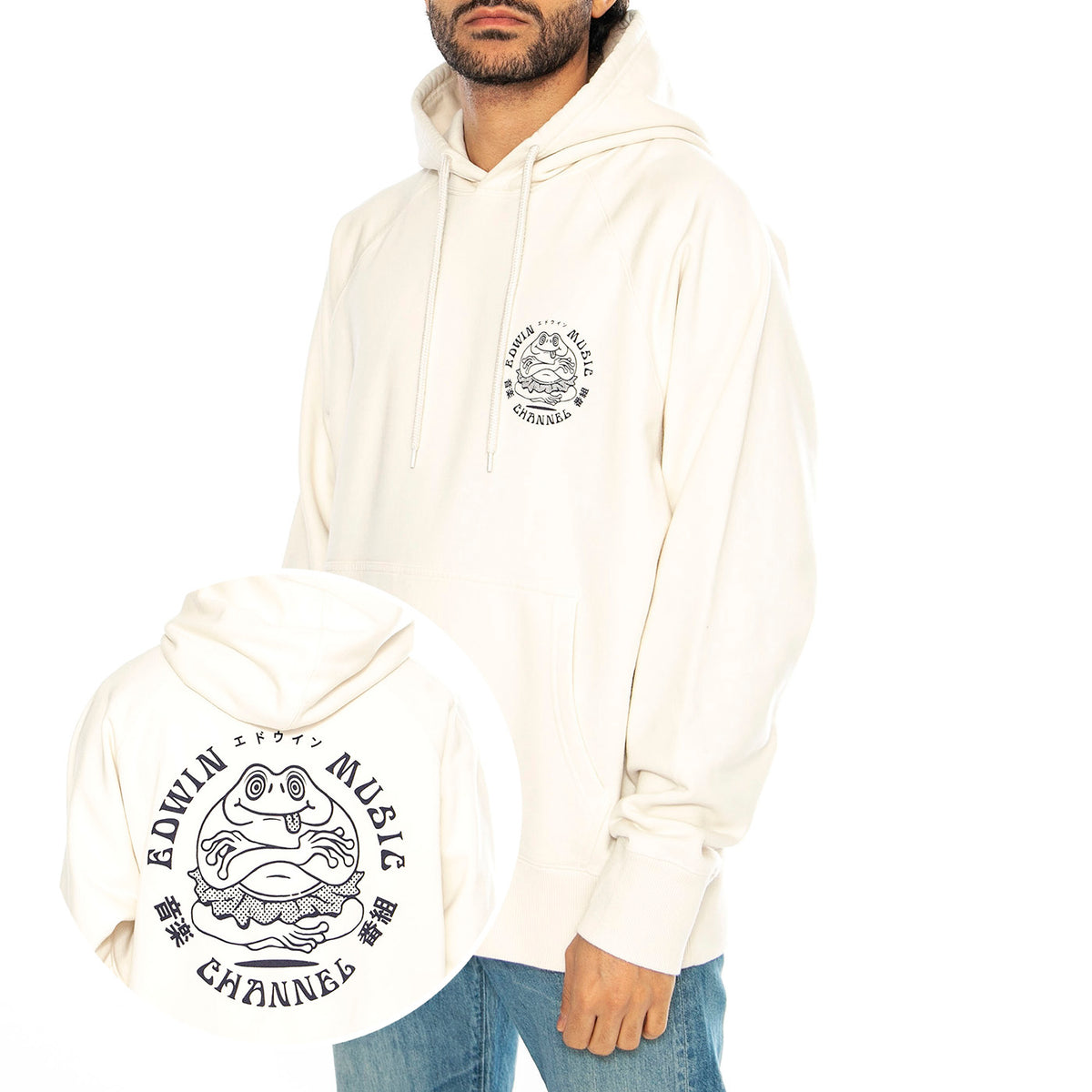 Edwin Music Channel Hoodie Sweat Whisper White - Felpa con Cappuccio Uomo Bianca I033470.WHW.67. . EDWIN 