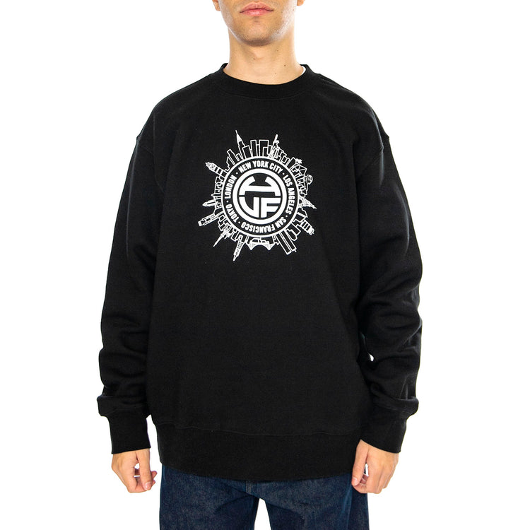 Internationally Known Crewneck Black - Felpa Girocollo Uomo Nera PF00600-BLACK . HUF 