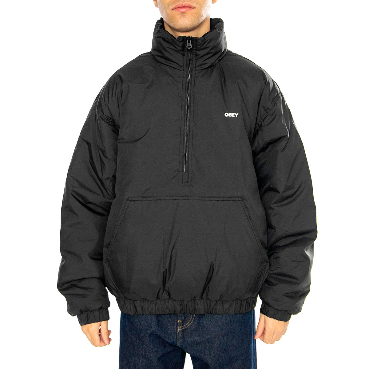 Studio Mock Neck Anorak Black - Giacca Uomo Nera 121800544-BLK . OBEY 