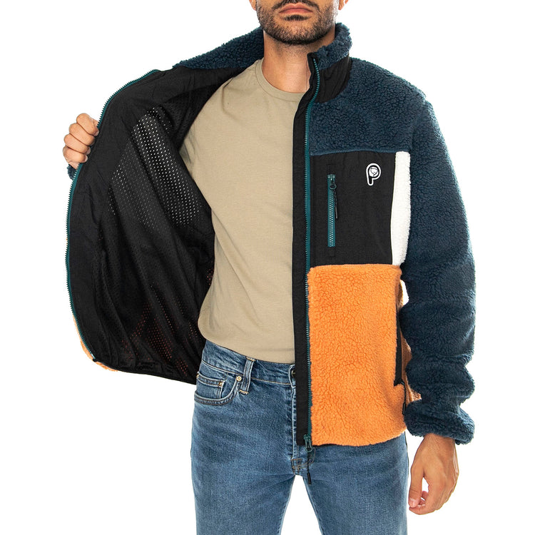 P Bear Colour Block Borg Zip T Blue Wing Teal - Giacca Uomo Multicolore PFD0050-946 . PENFIELD 