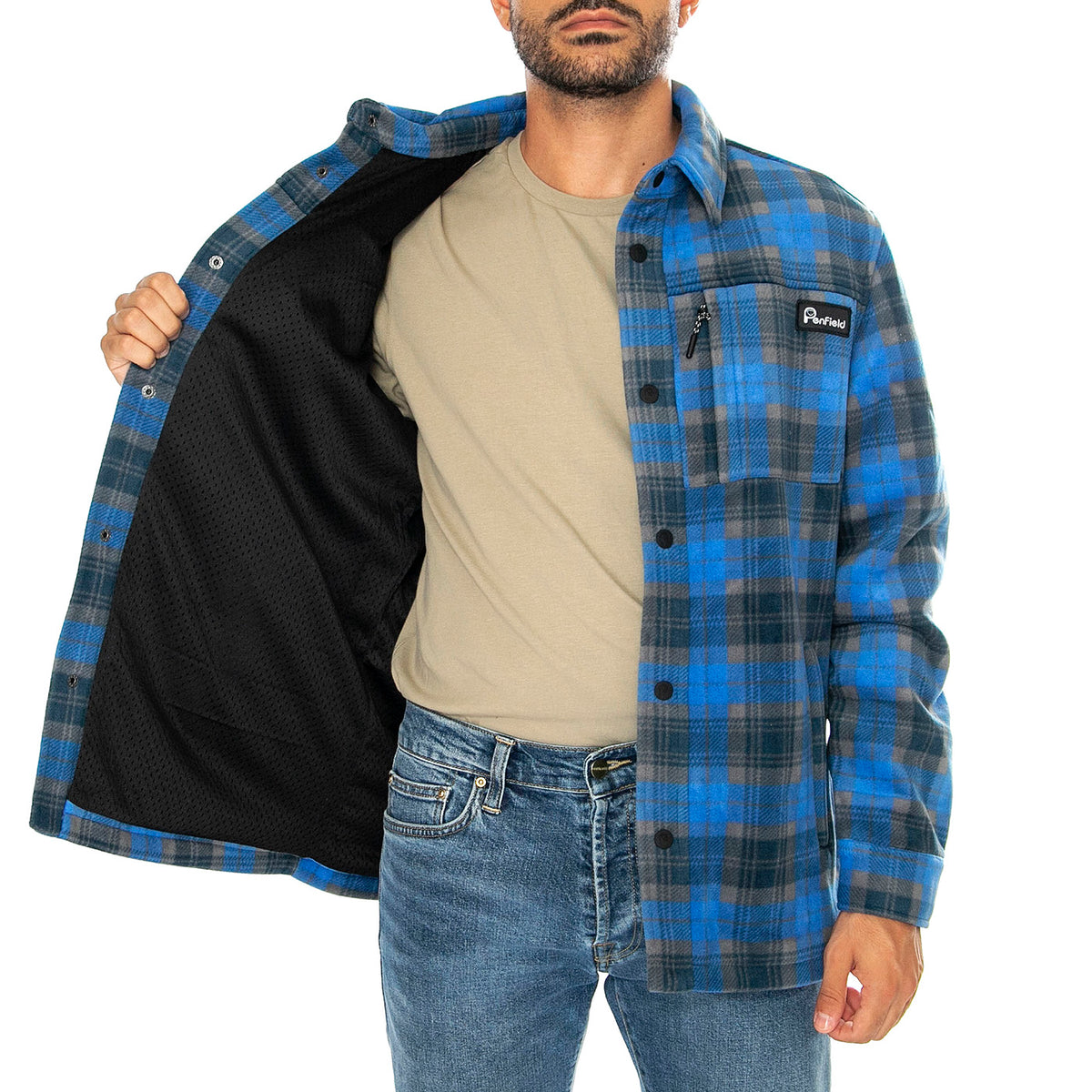 Checked Polar Fleece Vallarta Blue - Giacca Uomo Multicolore PFD0243-287 . PENFIELD 