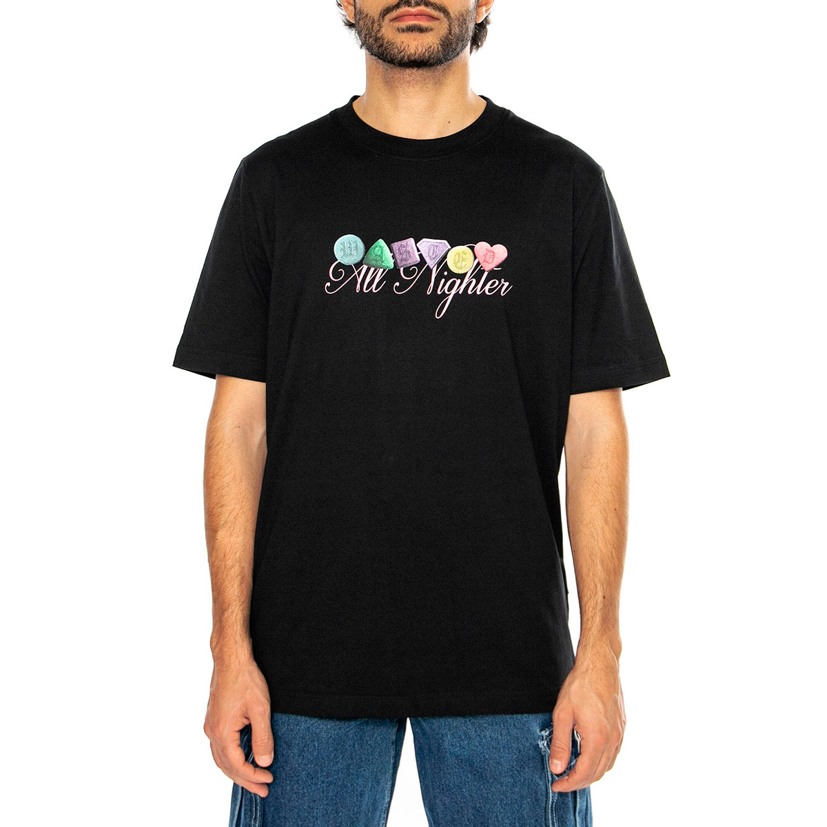 T-Shirt Nighters Black - Maglietta Girocollo Uomo Nera T-SHIRT NIGHTERS - BLACK . WASTED PARIS 