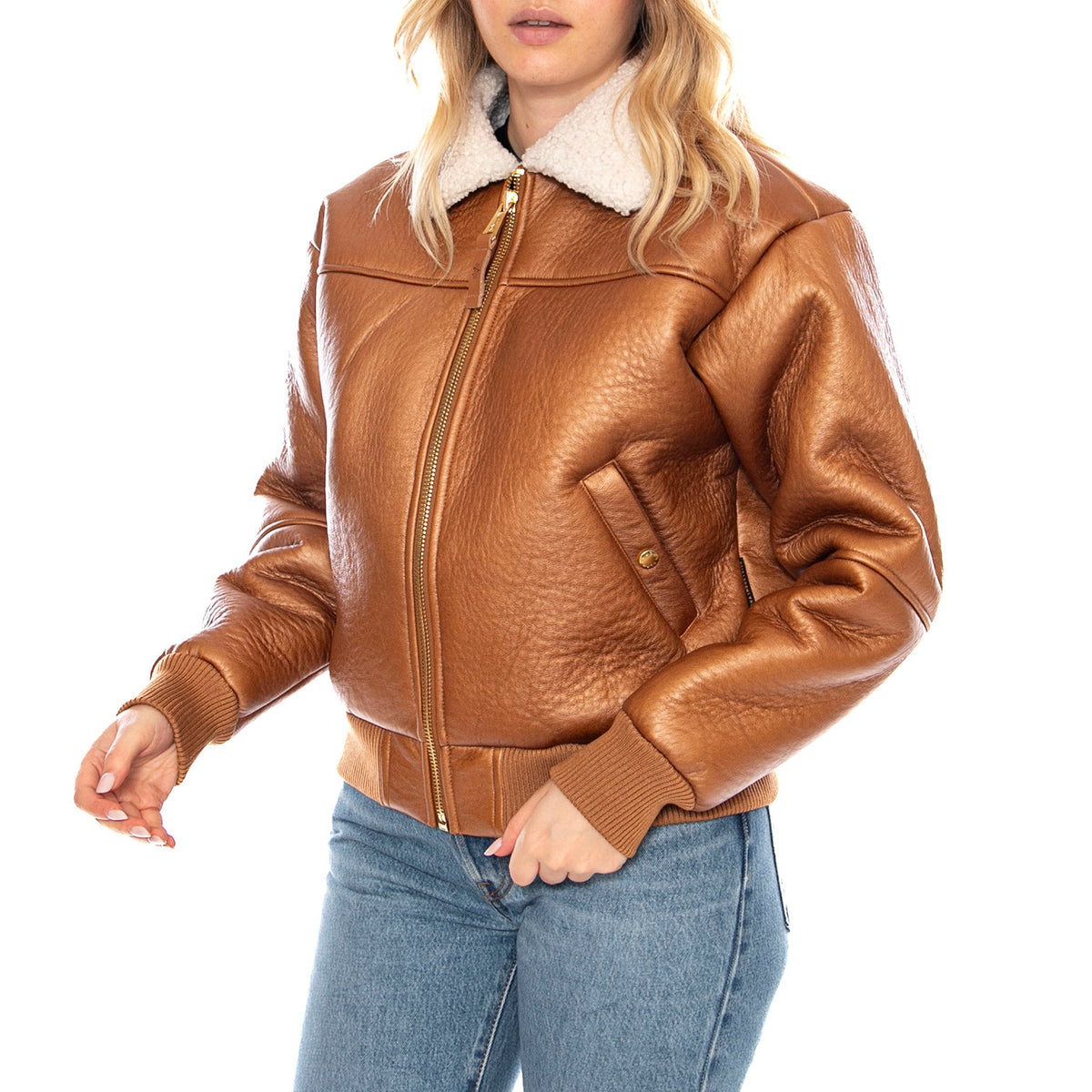 B-15 MOD -- Giacca Donna Cammello F258007 370 ALPHA INDUSTRIES 