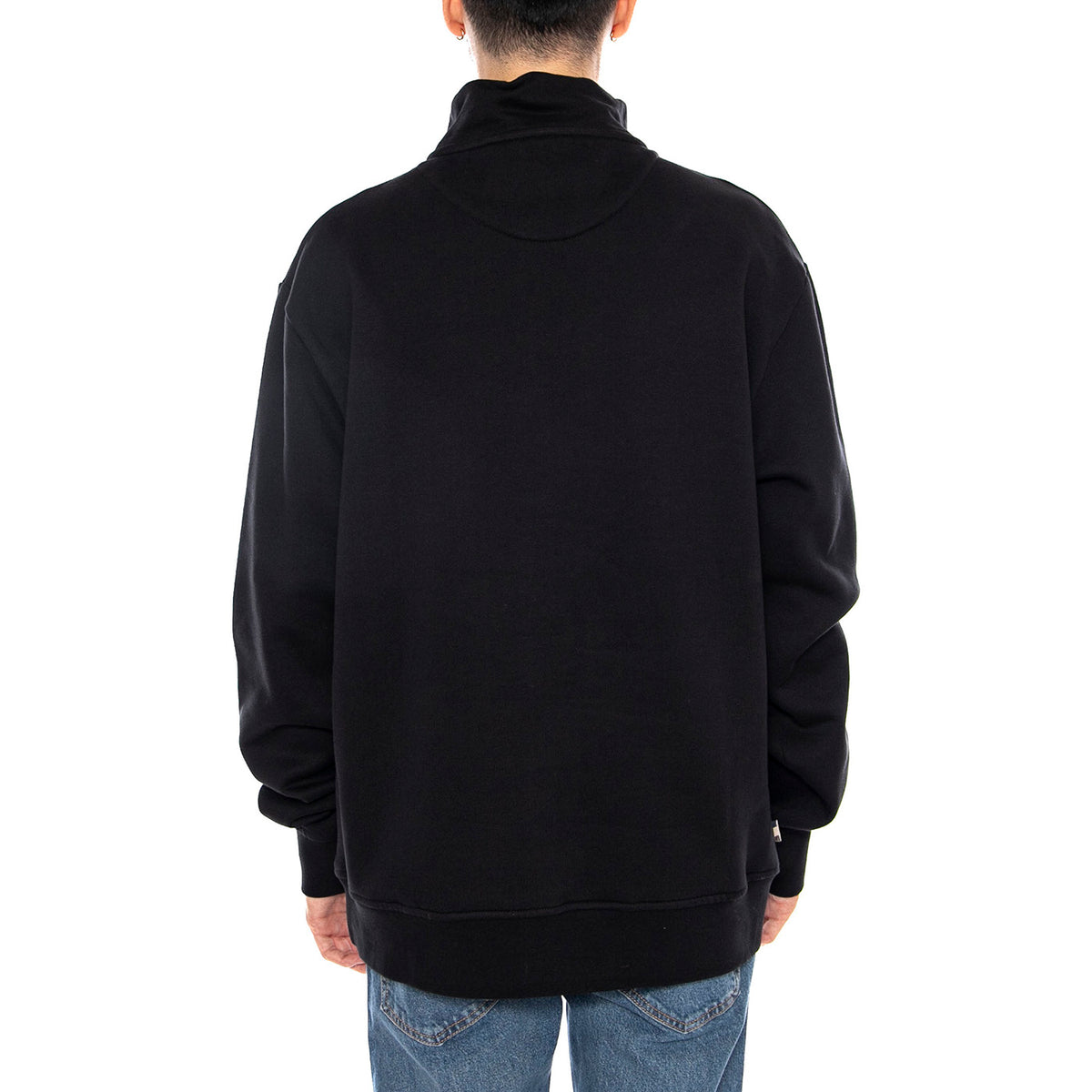 Centered Logo 1/4 Zip Fleece - Felpa Uomo Mezzo Collo Nera AA_A005_SW001 . AQUASCUTUM 