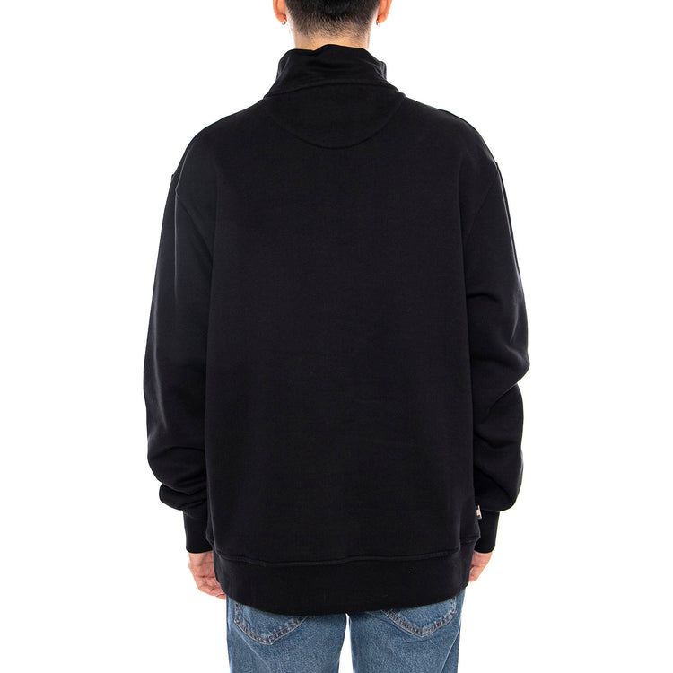 Centered Logo 1/4 Zip Fleece - Felpa Uomo Mezzo Collo Nera AA_A005_SW001 . AQUASCUTUM 