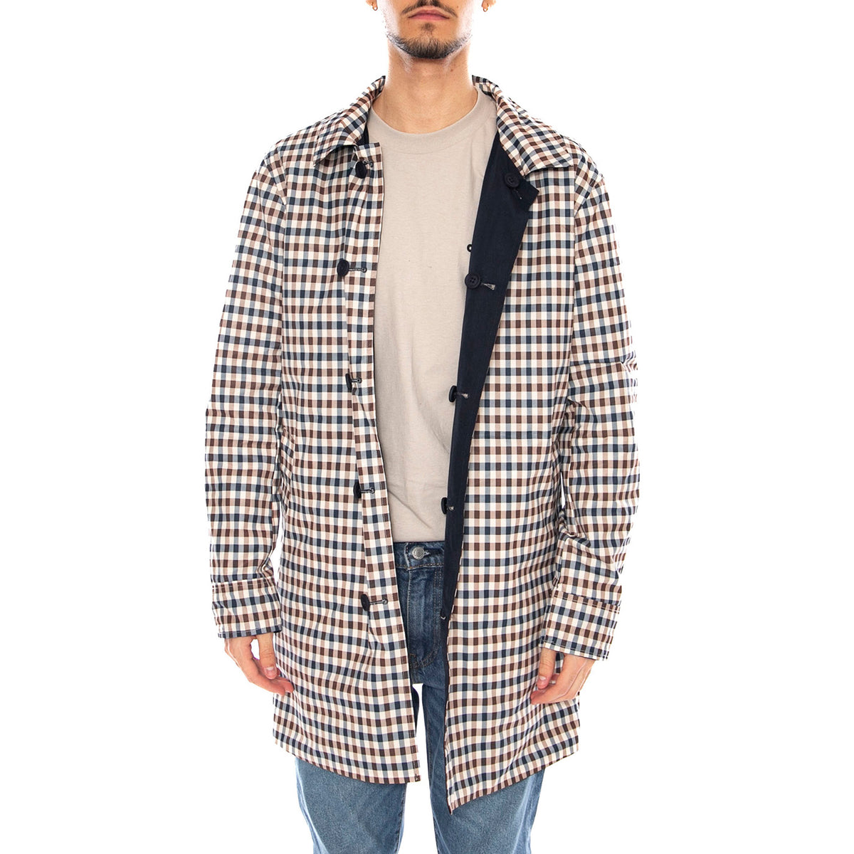 Aquascutum Iconic Reversible Trench -- Trench Uomo Blu AA_ICON_JK004 . AQUASCUTUM 
