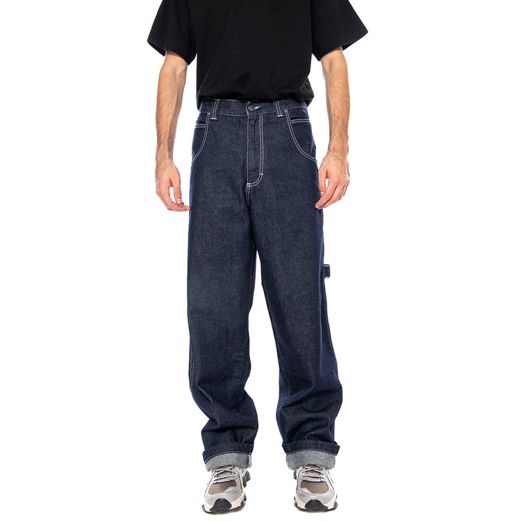 Pantolone Lungo T. Denim Blue 100% Cot Lav Ammorbidito - Pantaloni Denim Jeans Uomo Blu R.BLUE-L-DNMB-001 . BLUESKIN 