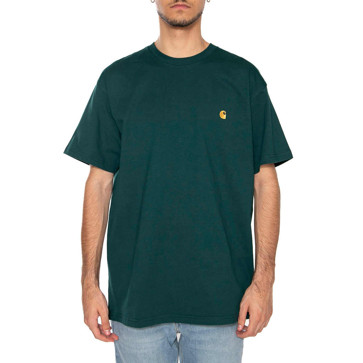S/S Chase T-Shirt Dark Fir / Gold - Maglietta Girocollo Uomo Verde I026391.30YXX . CARHARTT WIP 
