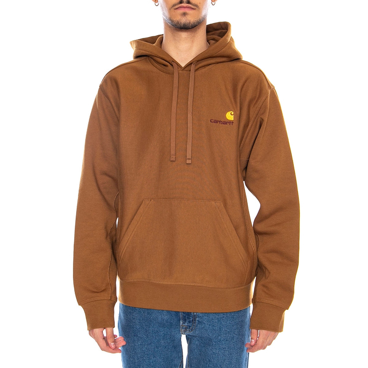 Hooded American Script Sweat Hamilton Brown - Felpa con Cappuccio Uomo Marrone I028279.HZXX . CARHARTT WIP 