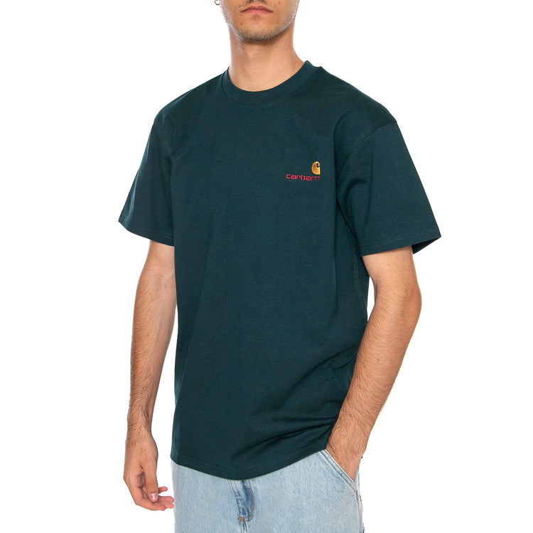 S/S American Script T-Shirt Deep Lagoon - Maglietta Girocollo Uomo Verde I029956.0AUXX . CARHARTT WIP 