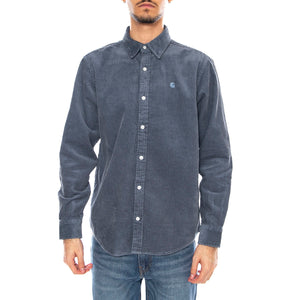 L/S Madison Cord Shirt Angelite / Angelite -- Camicia Uomo Blue I029958.39QXX . CARHARTT WIP 