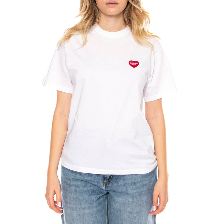 W Carhartt S/S Heart Patch T-Shirt - Bianca - Maglietta Donna I032318_1WZ_XX . CARHARTT WIP 