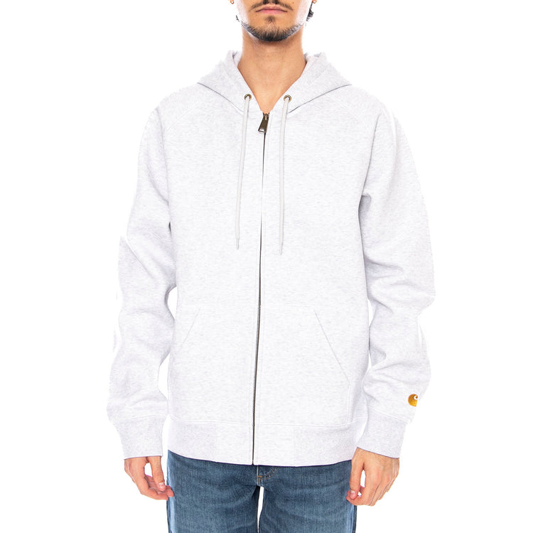 Hooded Chase Jacket Ash Heather / Gold - Felpa con Cappuccio Uomo Grigia I033664.00JXX . CARHARTT WIP 