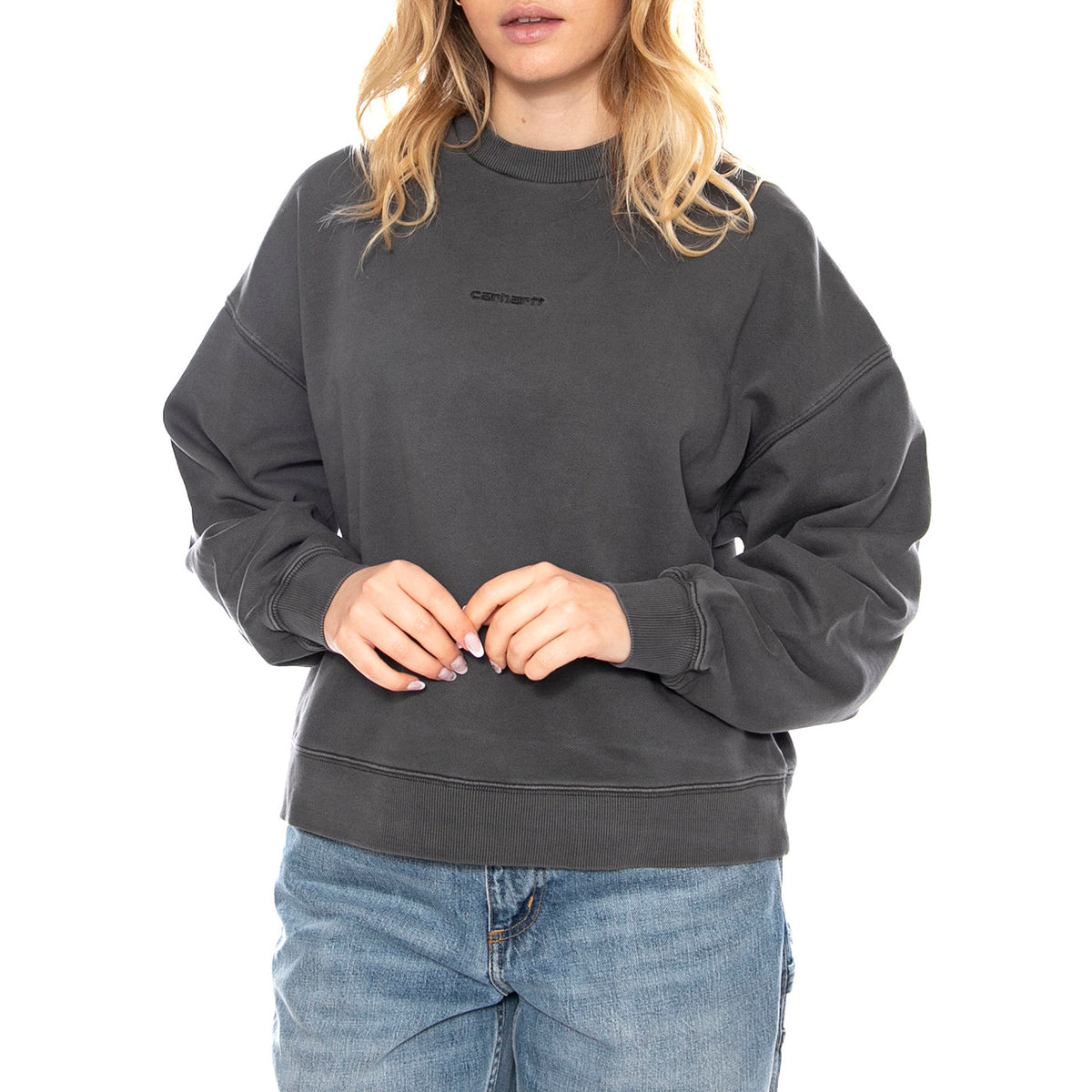 W Benton Sweatshirt - Grigia - Felpa Donna I034511_87_GD . CARHARTT WIP 