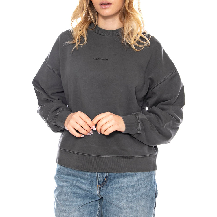 W Benton Sweatshirt - Grigia - Felpa Donna I034511_87_GD . CARHARTT WIP 