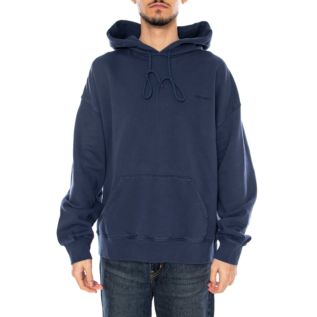 Hooded Benton Sweat -- Felpa Uomo Jupiter con Cappuccio Blue I034589.VQGD . CARHARTT WIP 