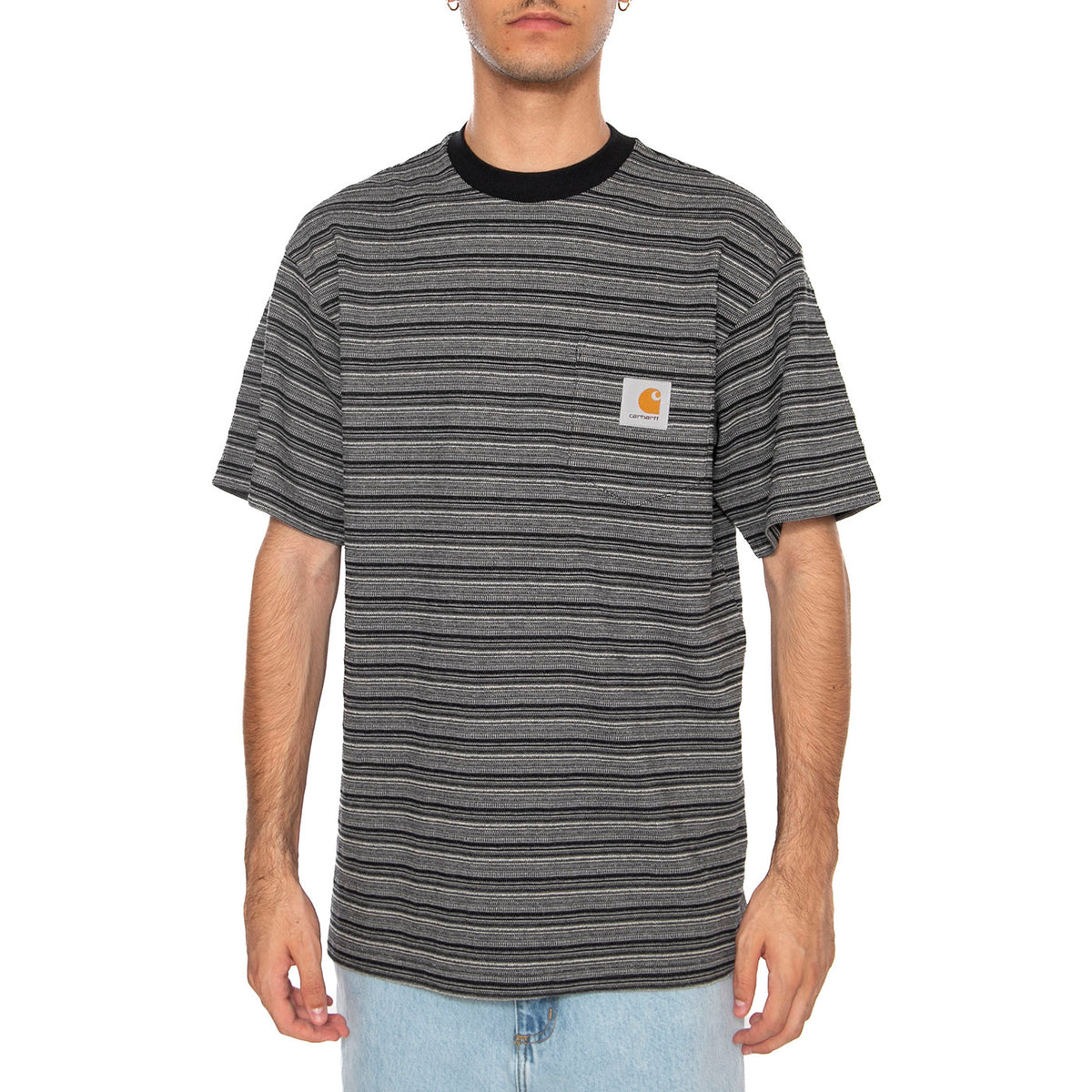 S/S Gellar Pocket T-Shirt Gellar Stripe, Black - Maglietta Girocollo Uomo Nera I035141.30HXX . CARHARTT WIP 