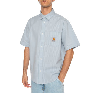 S/S Toland Shirt Toland Stripe, Blue Fog - Camicia Maniche Corte Uomo Blu I035151.31SXX . CARHARTT WIP 