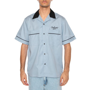 S/S Bowl Shirt Blue Fog / Black - Camicia Maniche Corte Uomo Blu I035153.31WXX . CARHARTT WIP 