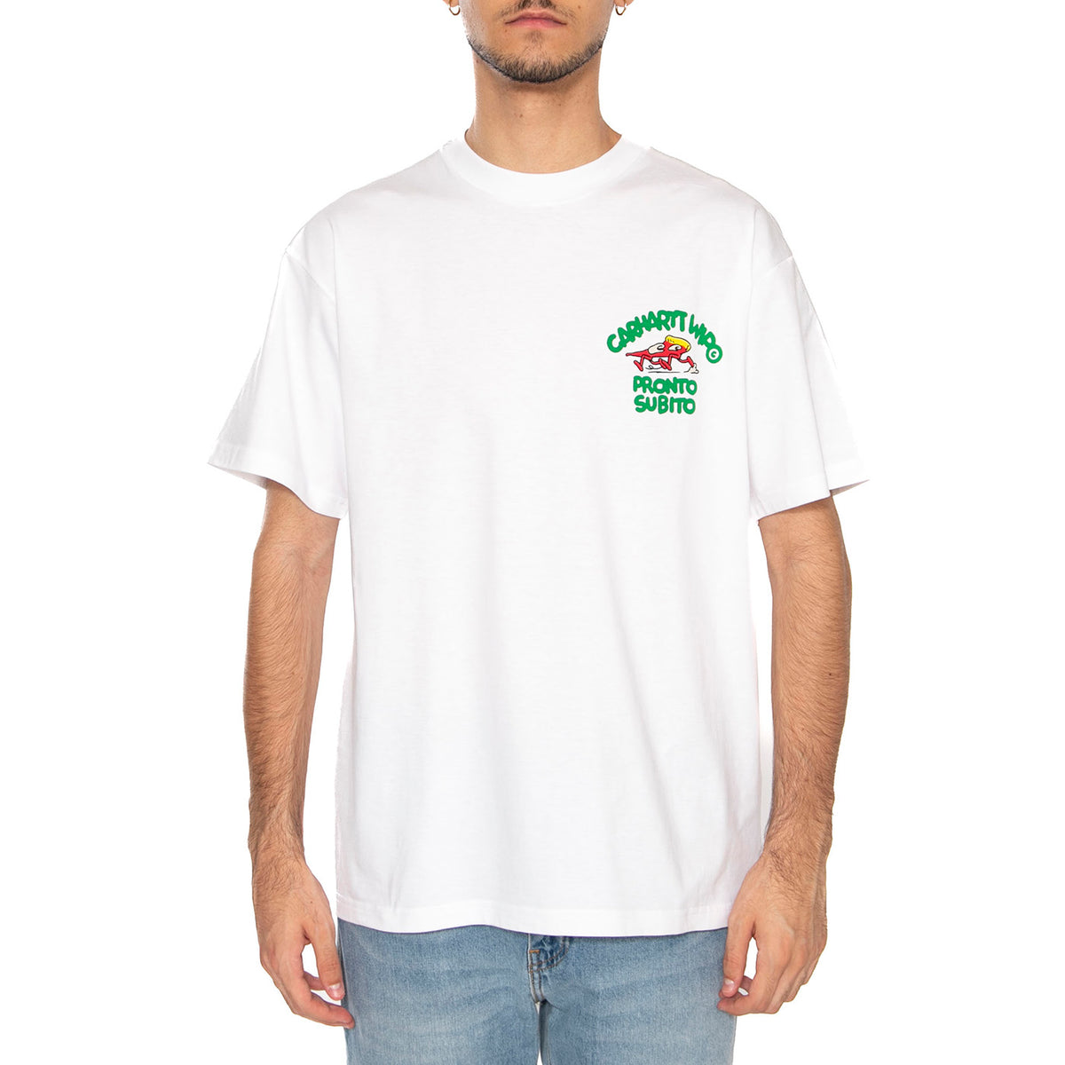 S/S Pronto T-Shirt White - Maglietta Girocollo Uomo Bianca I035195.02XX . CARHARTT WIP 