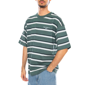 S/S Holm T-Shirt Holm Stripe, Silver Pine - Maglietta Girocollo Uomo Multicolore I035302.37CXX . CARHARTT WIP 