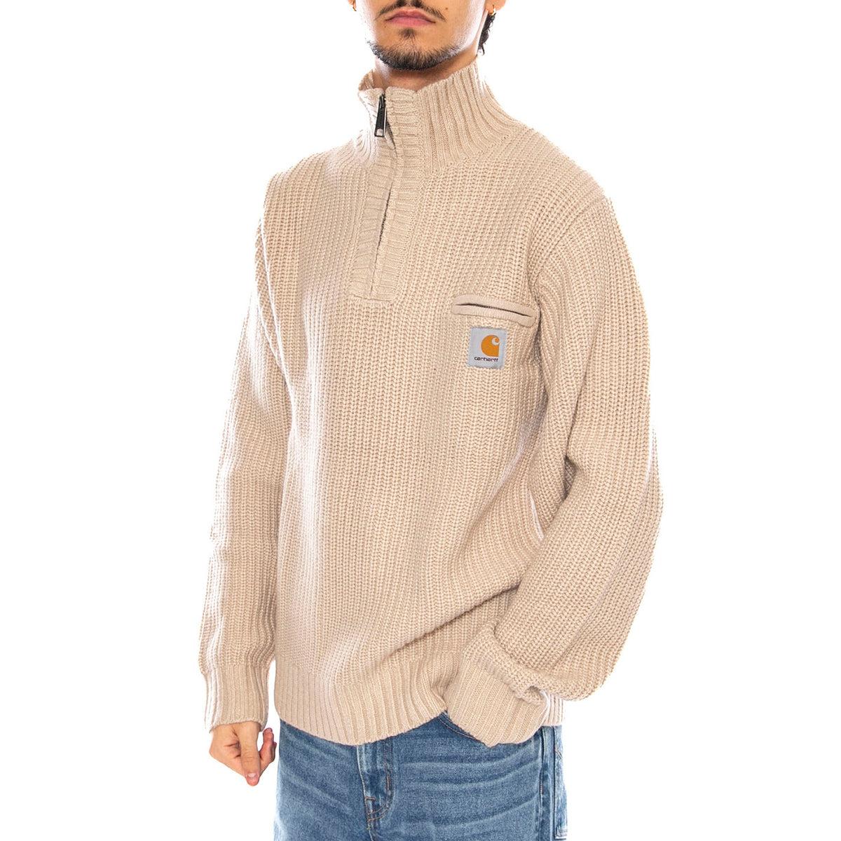 Detroit Half Zip Sweater Fleur De Sel - Maglione Uomo Beige I035398.2LPXX . CARHARTT WIP 