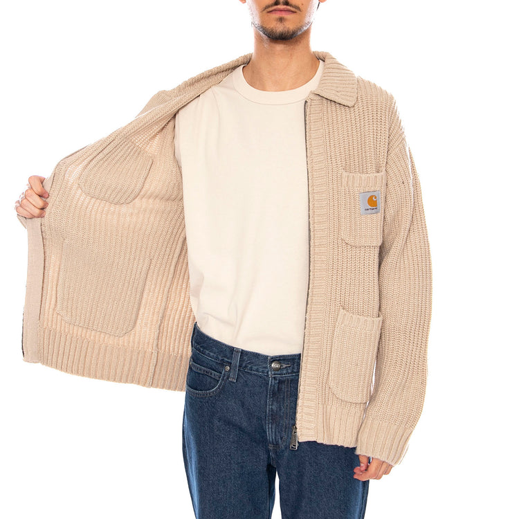 Chore Knit Jacket Fleur De Sel - Cardigan in Maglia Beige I035399.2LPXX . CARHARTT WIP 