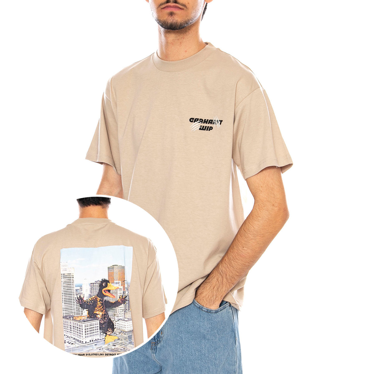 S/S Wiptopia T-Shirt Wall - Maglietta Girocollo Uomo Beige I035492.G1XX . CARHARTT WIP 