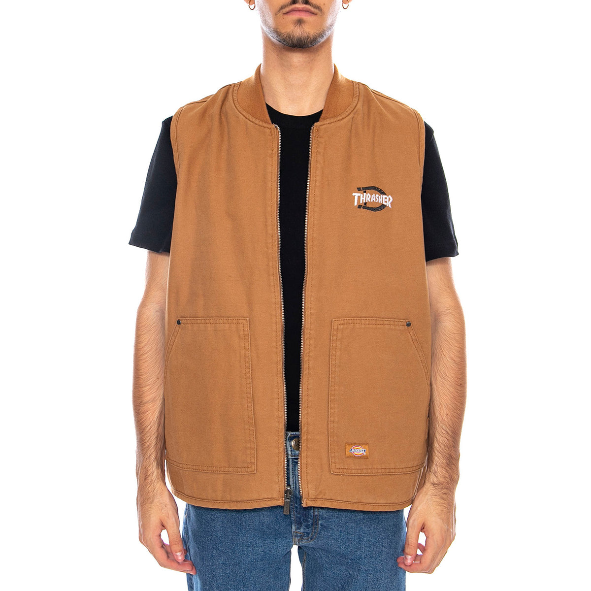 THRASHER X DICKIES Vest Brown Duck - Gilet Smanicato Uomo Marrone DK0A88IT0BD1 . DICKIES 