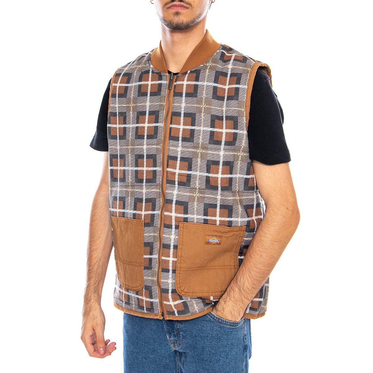 THRASHER X DICKIES Vest Brown Duck - Gilet Smanicato Uomo Marrone DK0A88IT0BD1 . DICKIES 