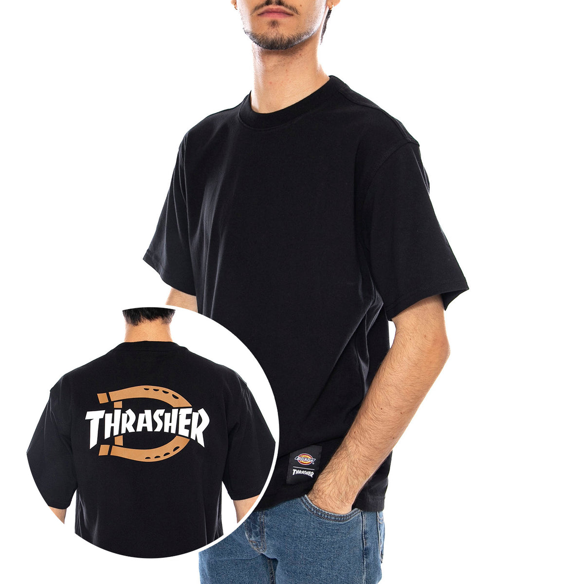 Dickies x Thrasher Tee SS Graphic Black - Maglietta Girocollo Uomo Nera DK0A88IUBLK1 . DICKIES 