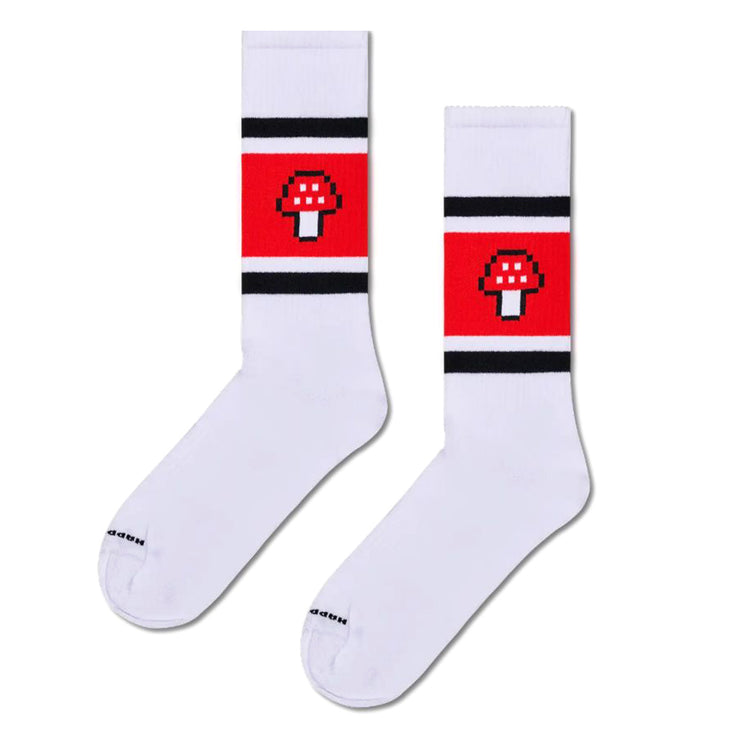 Mushroom Stripe Sneaker Sock - Calzini Bianchi P004125 WHITE HAPPY SOCKS 