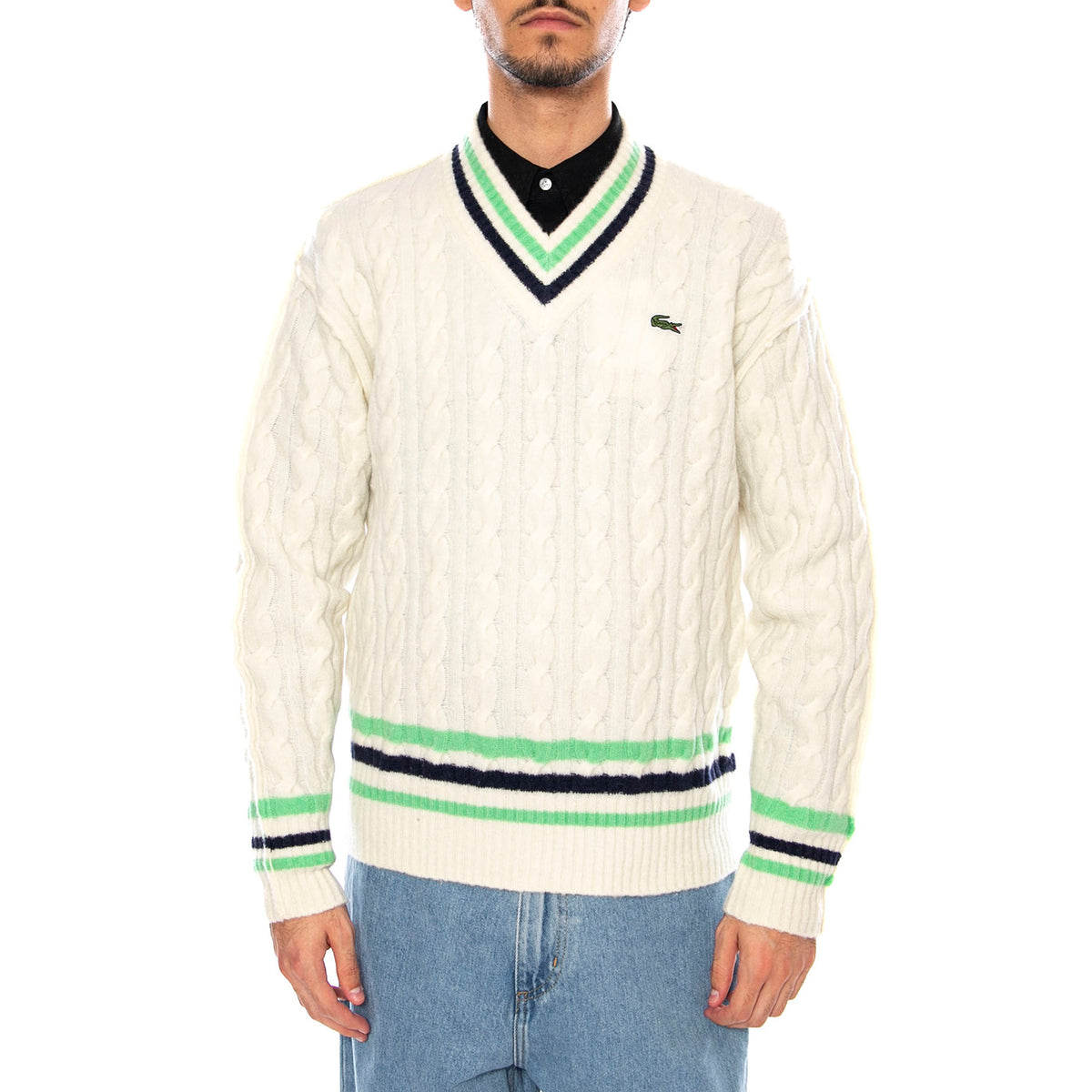 PULLOVER 9II White - Maglione Scollo a V Uomo Bianco AH5199-9II . LACOSTE 