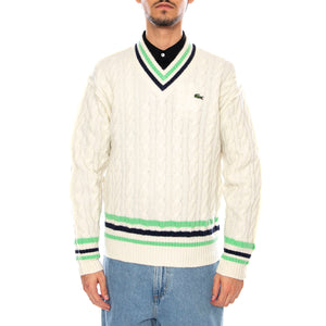 PULLOVER 9II White - Maglione Scollo a V Uomo Bianco AH5199-9II . LACOSTE 