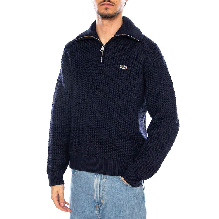 PULLOVER 166 Blue Navy - Maglione Collo Alto Uomo Blu Navy AH5205-166 . LACOSTE 
